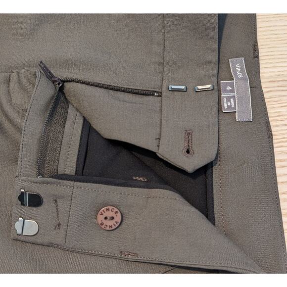 Vince Womens Wool Trousers Pants Size 4 Brown Tuxedo Stripe Classic Work Office - Picture 5 of 9